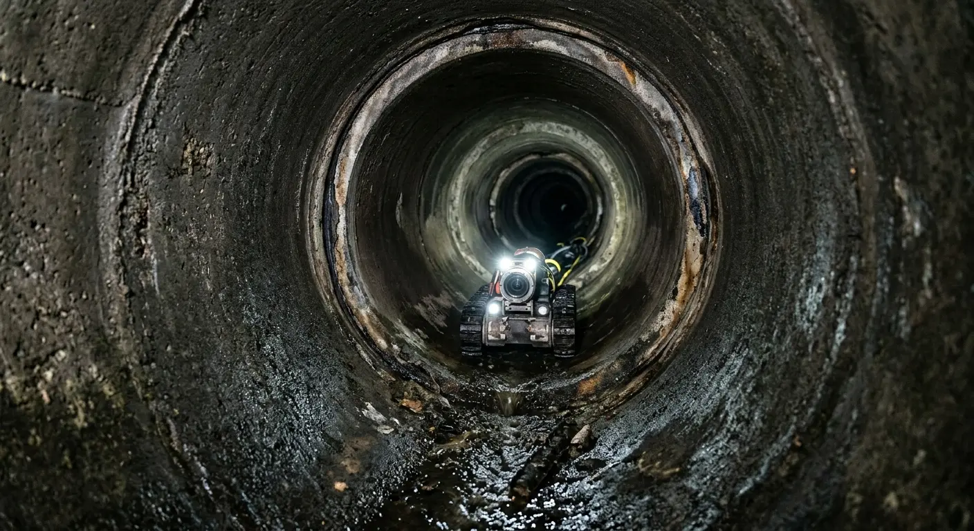 Robotic sewer camera inspecting pipe interior for Drain Snake Service in Versailles
